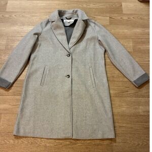 Kenneth Cole New York Womens XL Gray Wool Blend Notched Lapel Mid Length Coat